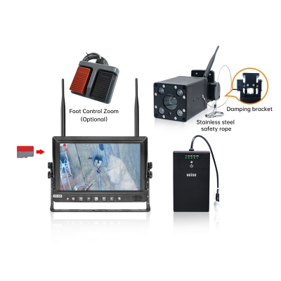 9-inch 20x zoom wireless blind spot detection system with DVR video monitor, optional with foot pedal control zoom